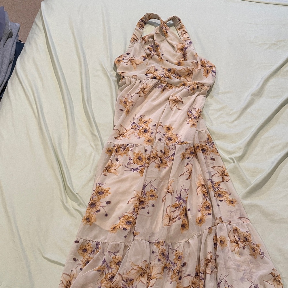She + Sky  Floral Halter Maxi Dress
